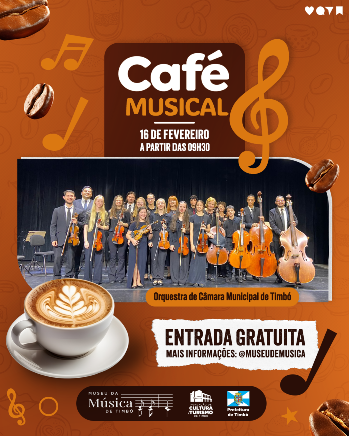 16/02/2025 - O Primeiro Café Musical do Ano no Museu da Música é marcado pela apresentação da Orquestra de Câmara Municipal de Timbó
